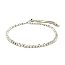 Load image into Gallery viewer, Adjustable Tennis Style Bracelet with Cubic Zirconia in Sterling Silver
