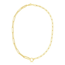 Load image into Gallery viewer, 14k Yellow Gold High Polish Elongated Paperclip Chain Circle Necklace
