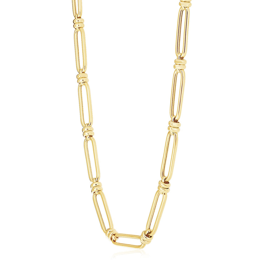 14k Yellow Gold High Polish Elongated Paperclip Jax Link Necklace