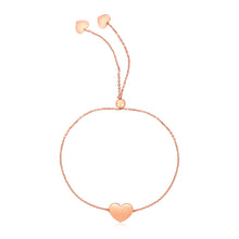 Load image into Gallery viewer, 14k Rose Gold Adjustable Heart Bracelet
