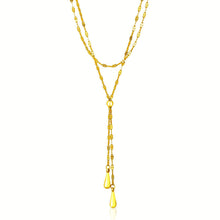 Load image into Gallery viewer, 14k Yellow Gold Double Strand Chain with Puffed Heart Lariat Necklace
