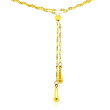 Load image into Gallery viewer, 14k Yellow Gold Double Strand Chain with Puffed Heart Lariat Necklace
