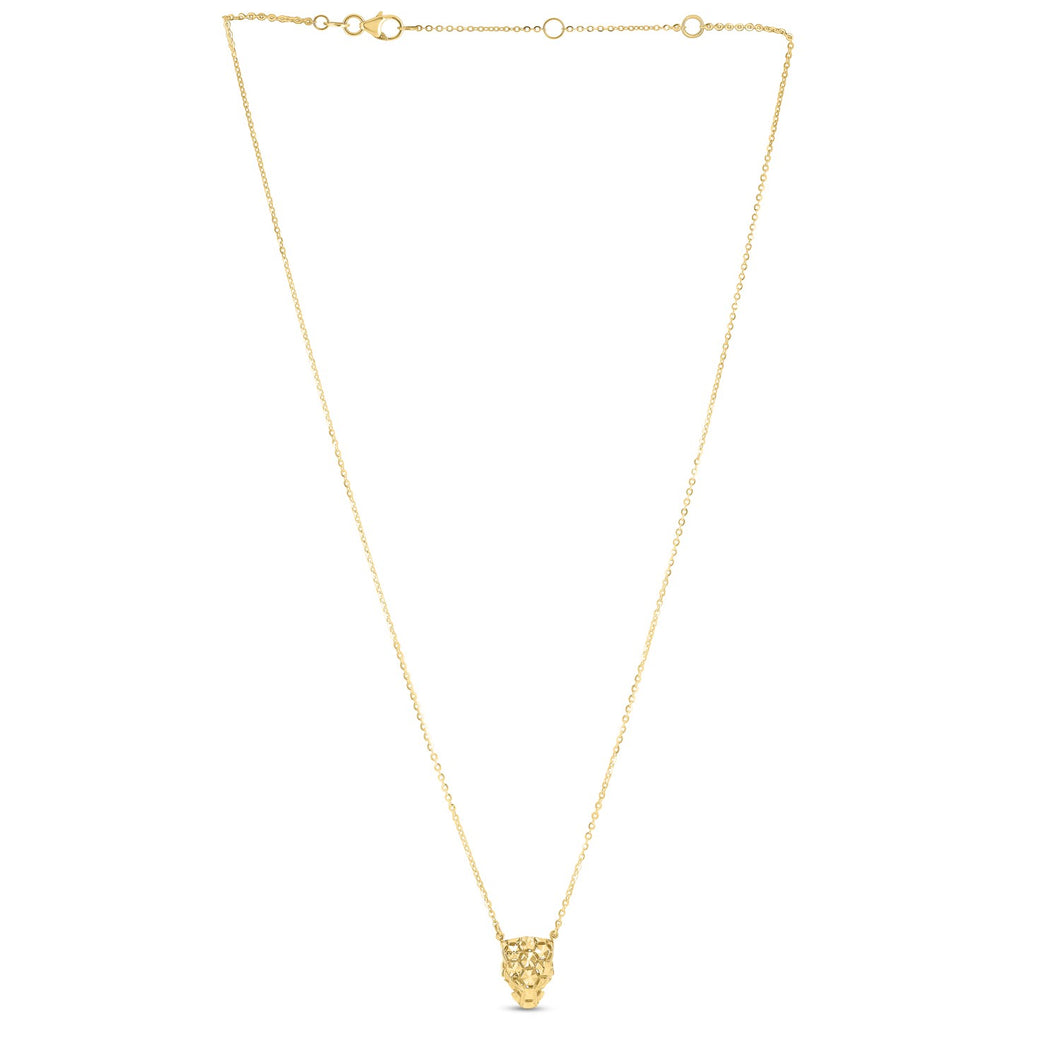 14k Yellow Gold Panther Head Necklace-0