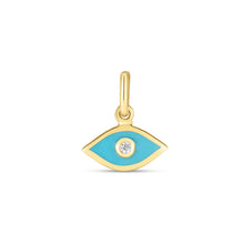 Load image into Gallery viewer, 14k Yellow Gold Mini Blue Enamel Evil Eye Charm-0
