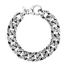 Load image into Gallery viewer, Sterling Silver Gunmetal Finish Cuban Link Bracelet with Dots
