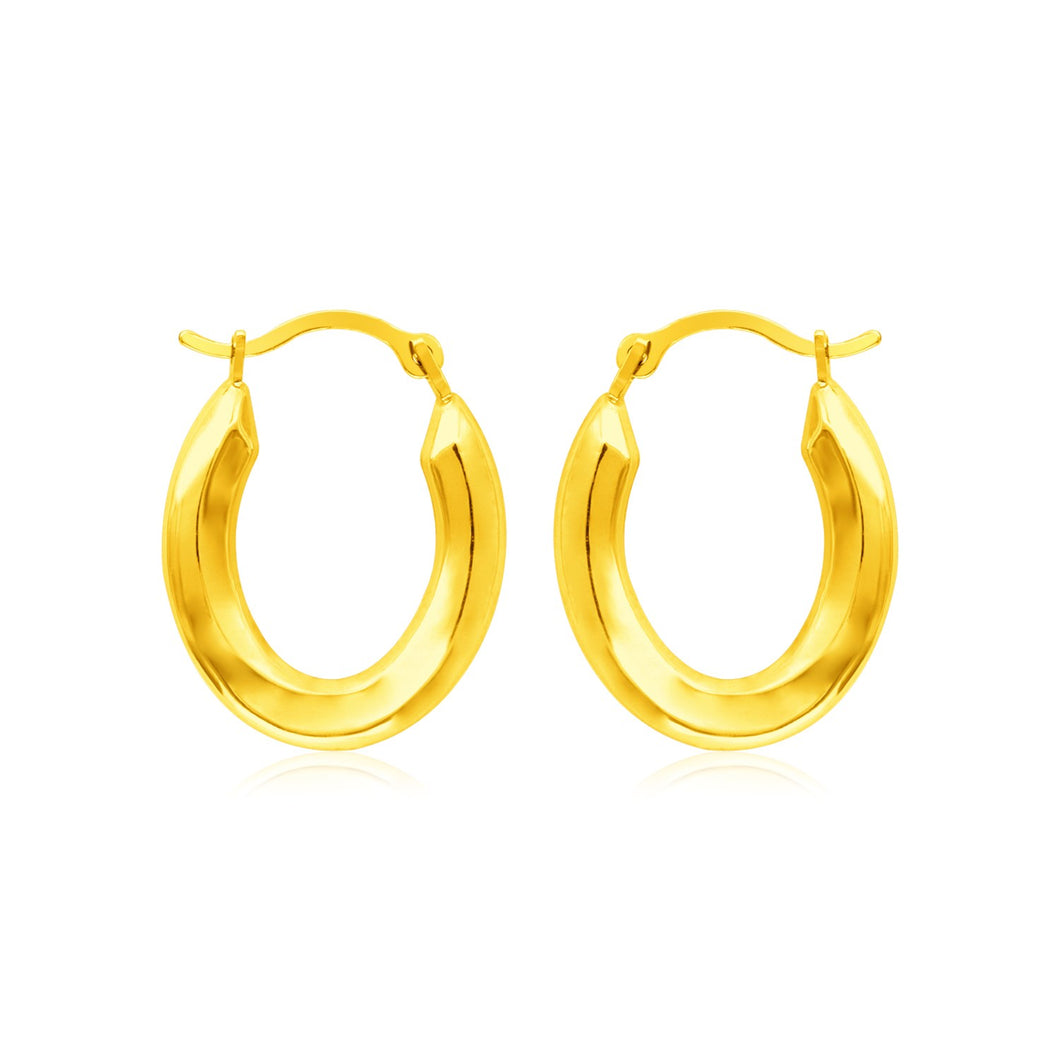 14k Yellow Gold Polished Oval Hoop Earrings