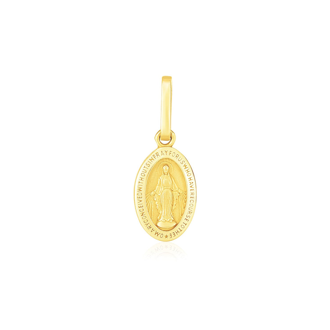 14k Yellow Gold Oval Religious Medal Pendant