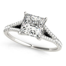 Load image into Gallery viewer, 14k White Gold Princess Cut Split Shank Diamond Engagement Ring (1 1/8 cttw)
