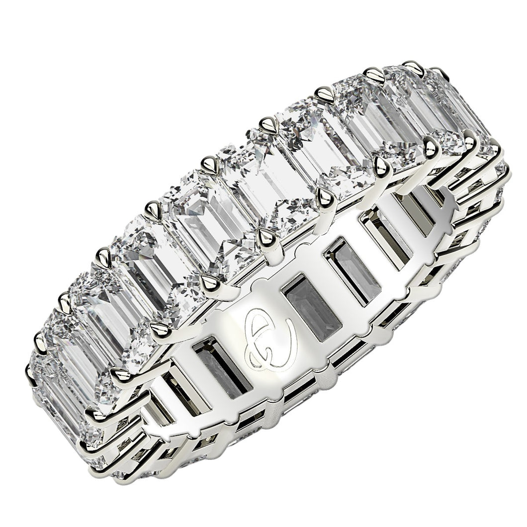 Emerald Cut Lab Grown Diamond Eternity Ring in 14k White Gold (6 cttw FG/VS2)-0