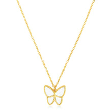 Load image into Gallery viewer, 14k Yellow Gold High Polish Butterfly Peral Paste Necklace
