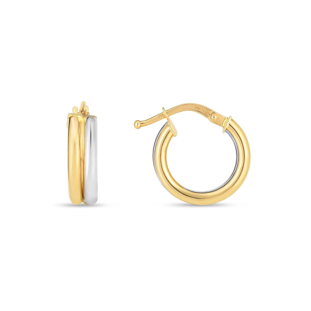 14k Two Tone Gold Double Round Hoops-0