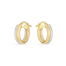 Load image into Gallery viewer, 14k Two Tone Gold Double Round Hoops-1
