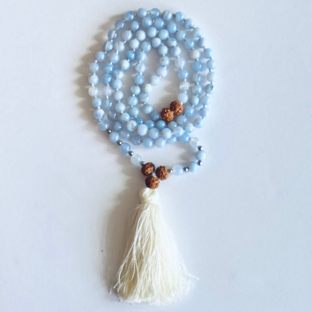 Clear Skies Mala - Blue Lace Agate