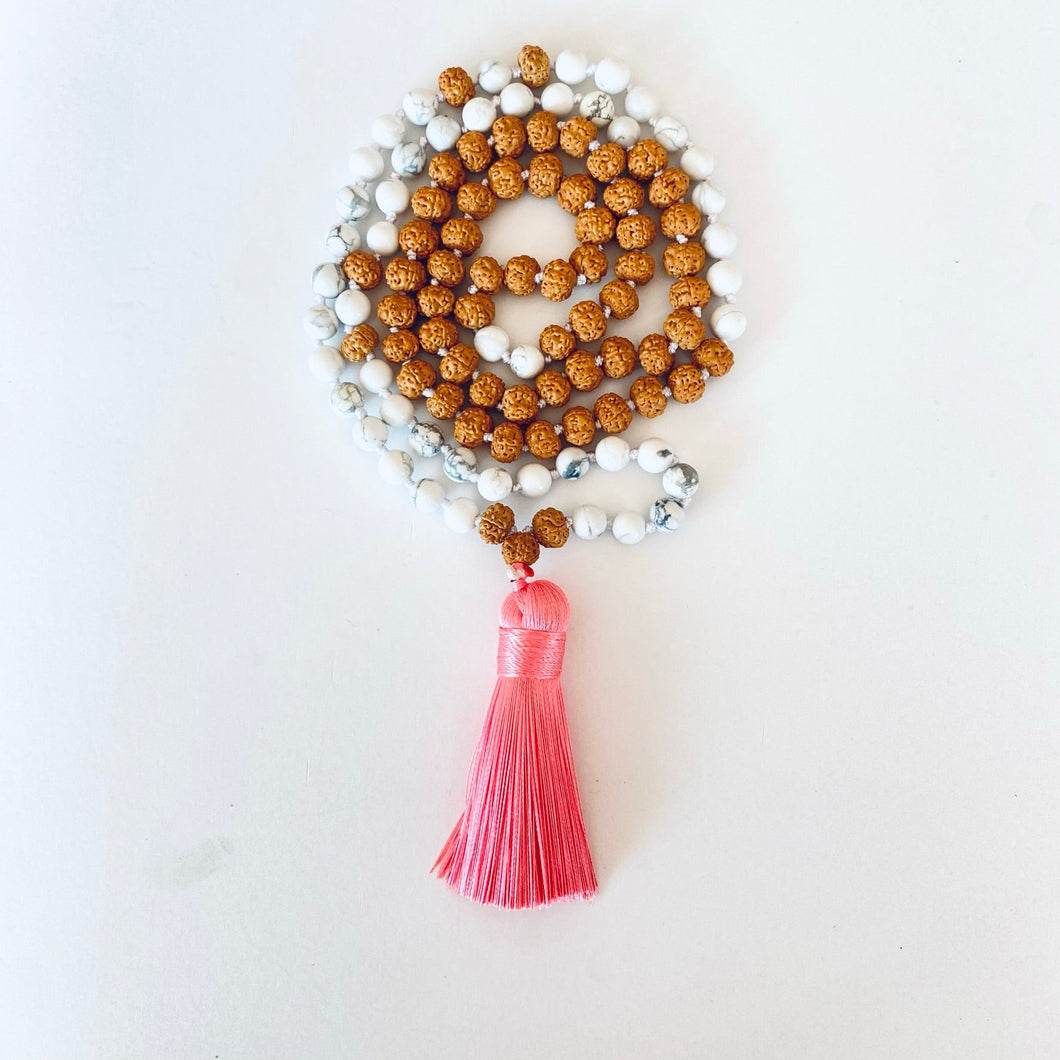 Balmy Mala - Howlite and Rudraksha