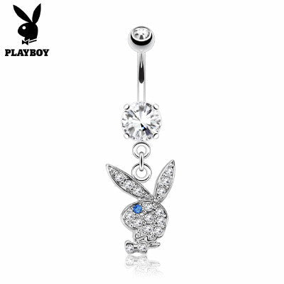 Playboy Bunny Belly Ring CZ Paved Head