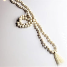 Load image into Gallery viewer, White Jasper Mala Short Tassel
