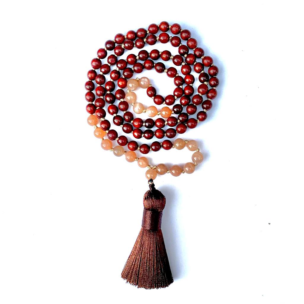 Sunstone and Rosewood Mala