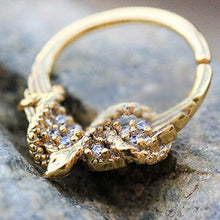 Load image into Gallery viewer, Gold Plated Jeweled Wings and Snake Seamless Ring / Septum Ring
