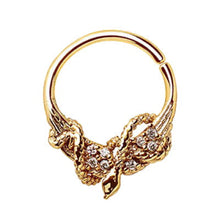 Load image into Gallery viewer, Gold Plated Jeweled Wings and Snake Seamless Ring / Septum Ring
