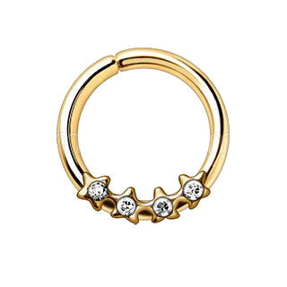 Gold Jeweled Stars Annealed Seamless Ring