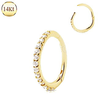 14Kt. Yellow Gold Multi Jeweled Seamless Clicker Ring