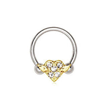 Load image into Gallery viewer, 316L Stainless Steel Gold Plated Heart Snap-In Captive Bead Ring / Septum Ring
