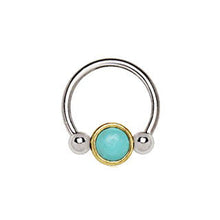 Load image into Gallery viewer, 316L Stainless Steel Turquoise Snap-In Captive Bead Ring / Septum Ring
