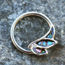 Load image into Gallery viewer, 316L Stainless Steel Abalone Shell Angel Wing Snap-in Captive Bead Ring / Septum Ring
