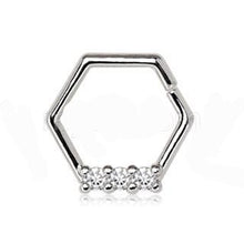 Load image into Gallery viewer, 316L Stainless Steel Multi Jeweled Hexagon Captive Bead Ring / Cartilage Earring
