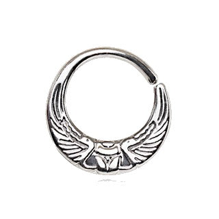 316L Stainless Steel Egyptian Winged Sun Seamless Rings / Cartilage Earrings