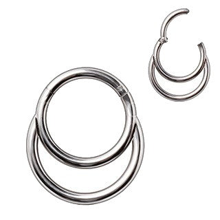 316L Stainless Steel Double Ring Seamless Clicker Ring / Septum Jewelry