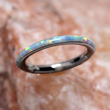 Load image into Gallery viewer, 316L Stainless Steel White Synthetic Opal Seamless Clicker Ring
