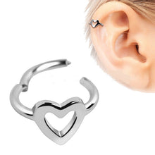 Load image into Gallery viewer, 316L Stainless Steel Heart Seamless Clicker Ring - Heart Cartilage Piercing
