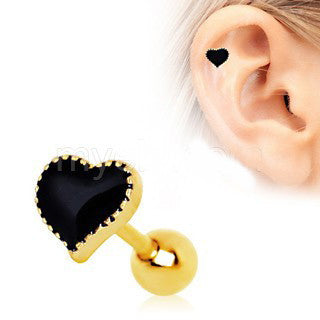 Black Heart Cartilage Earring