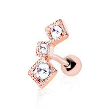 Load image into Gallery viewer, Rose Gold Art of Brilliance Triple Square Drop Cartilage Earring
