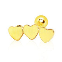 Load image into Gallery viewer, Gold Plated Triple Heart Cartilage Earring
