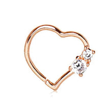 Load image into Gallery viewer, Annealed Rose Gold Jeweled Heart Cartilage Earring
