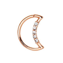 Load image into Gallery viewer, Annealed Rose Gold Jeweled Crescent Moon Cartilage Earring
