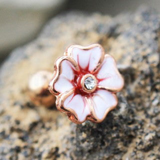 Rose Gold Hawaiian Hibiscus Flower Cartilage Earring