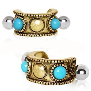 Antique Gold Plated Turquoise Cartilage Cuff Earring