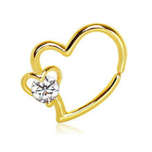 Load image into Gallery viewer, Gold Heart Cartilage Earring with Jeweled Heart
