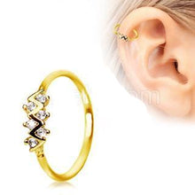 Load image into Gallery viewer, Gold Jeweled Zig-Zag Cartilage Earring / Nose Hoop Ring
