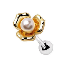 Load image into Gallery viewer, Gold Plated Pearl Flower Cartilage Earring
