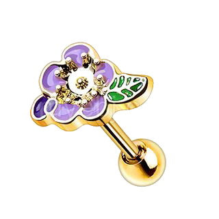 Gold Plated Lavender Flower Cartilage Earring