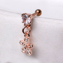 Load image into Gallery viewer, Rose Gold Plated Cartilage Earring with Flower Dangle
