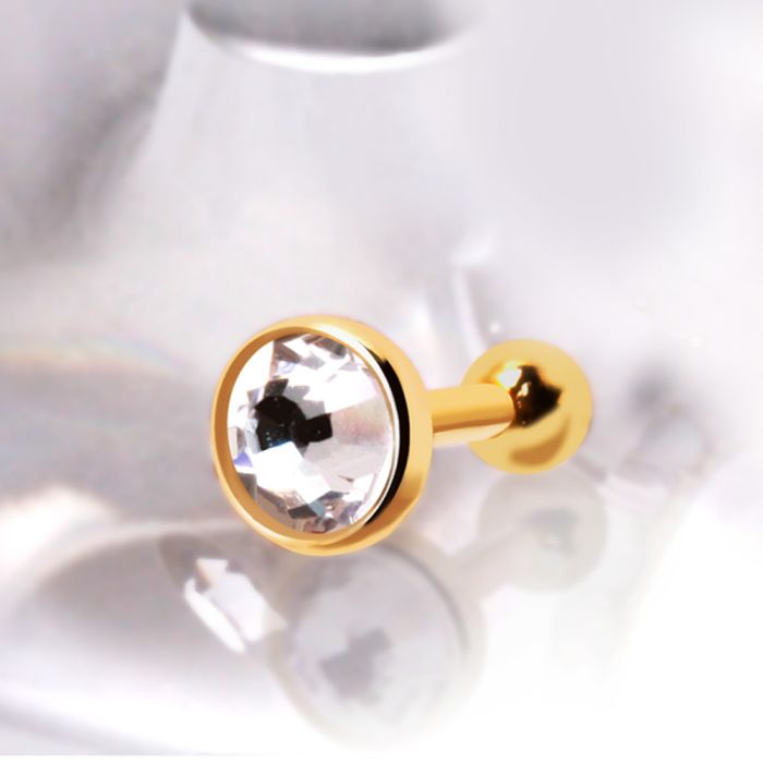 14Kt Yellow Gold Flat CZ Top Cartilage Earring