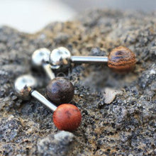 Load image into Gallery viewer, Natural Organic Wood Ball Cartilage Stud Earring
