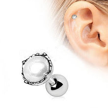 Load image into Gallery viewer, 316L Stainless Steel Crown Pearl Cartilage Earring
