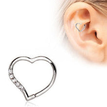 Load image into Gallery viewer, Annealed 316L Stainless Steel Jeweled Heart Cartilage Earring
