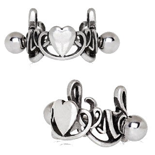 316L Stainless Steel LOVE Script with Heart Cartilage Ear Cuff